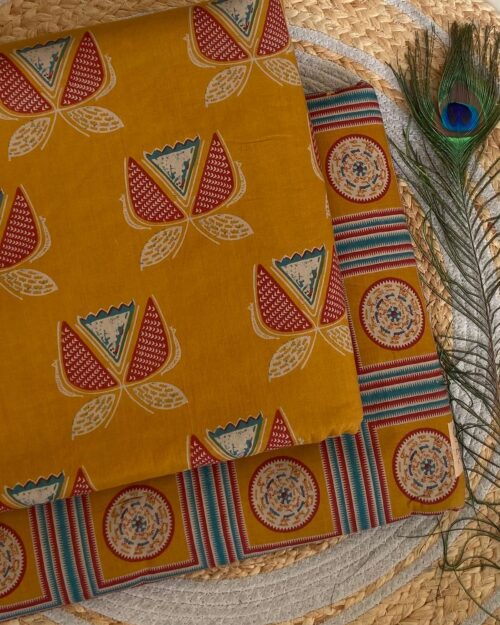 Mustard lotus - hand block ajrakh
